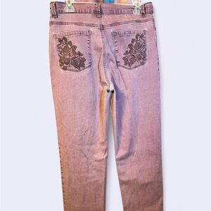 Gloria Vanderbilt Pink Skinny Jeans with Floral Embroidery